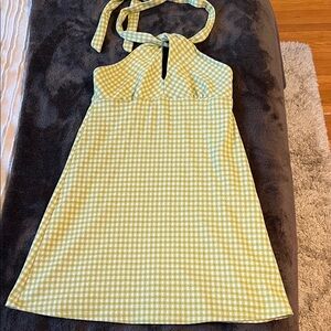 Altar'd State Green Gingham Halter Dress